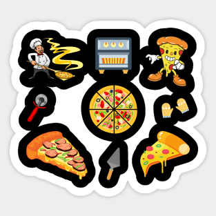 Assorted Veggie and Pepperoni Pizza Toppings Set Designs Pack Sticker